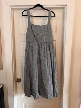 Quince Black and White Gingham Dress with Wide Straps